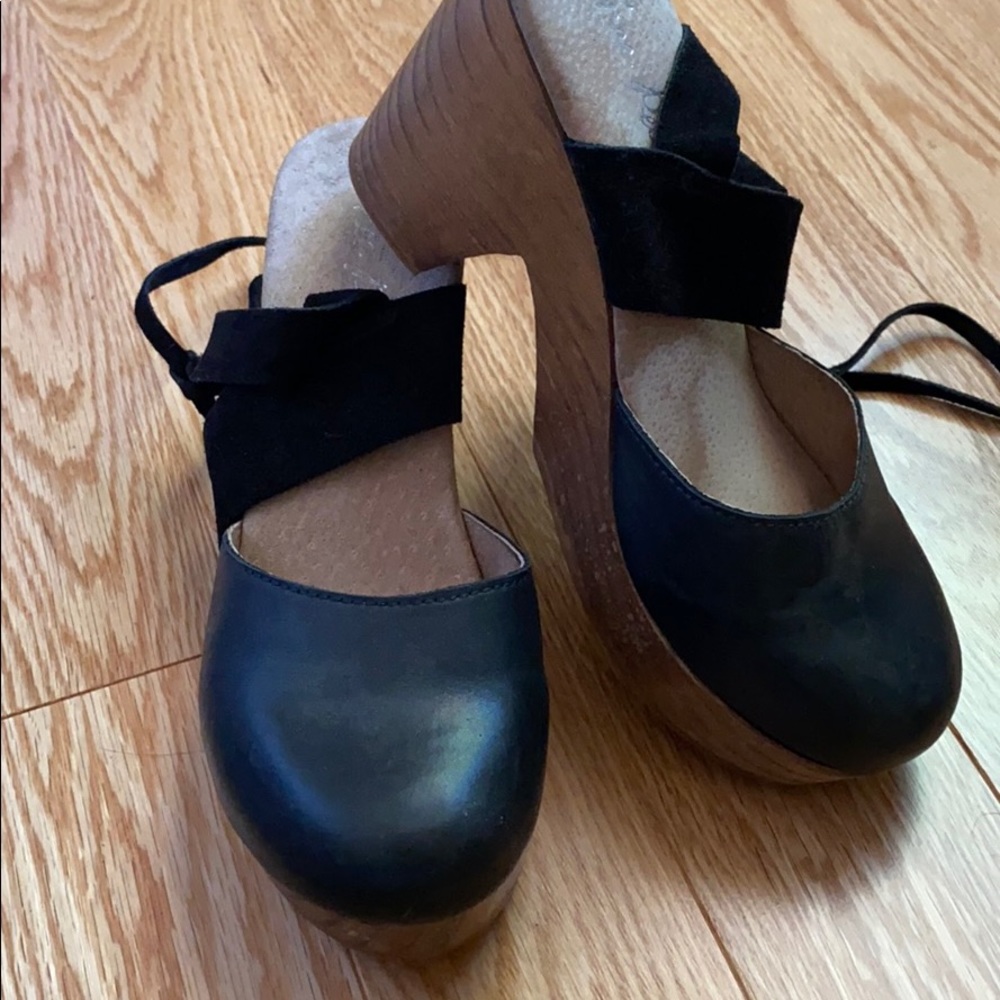 Free People Black and Brown Mules